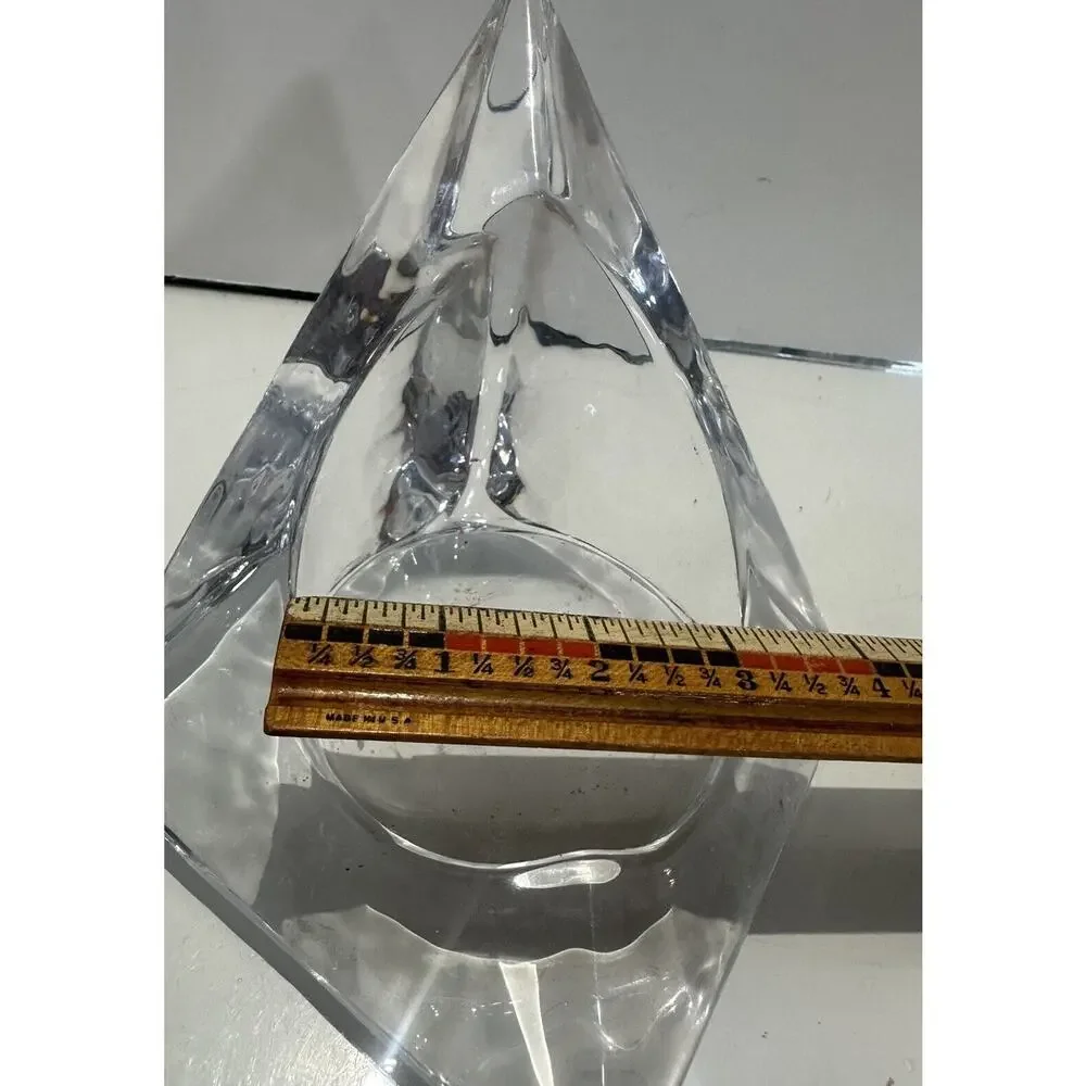 VTG MCM  Ice Crystal Munro Glass Pyramid LG Pillar Candle Holder Art